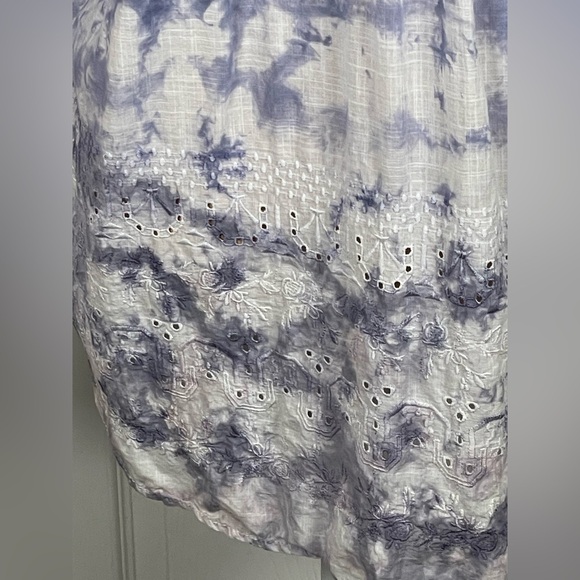 Pilcro Anthropologie The Cate Tie Dye Embroidered Button Down Shirt Size LP - Picture 9 of 12